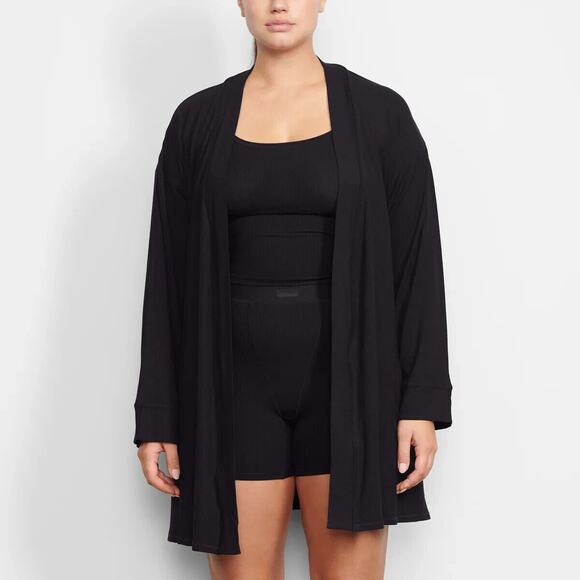SKIMS NWT Soft Lounge Robe/Cardigan Black Onyx Size 4XL (361) - Picture 1 of 6